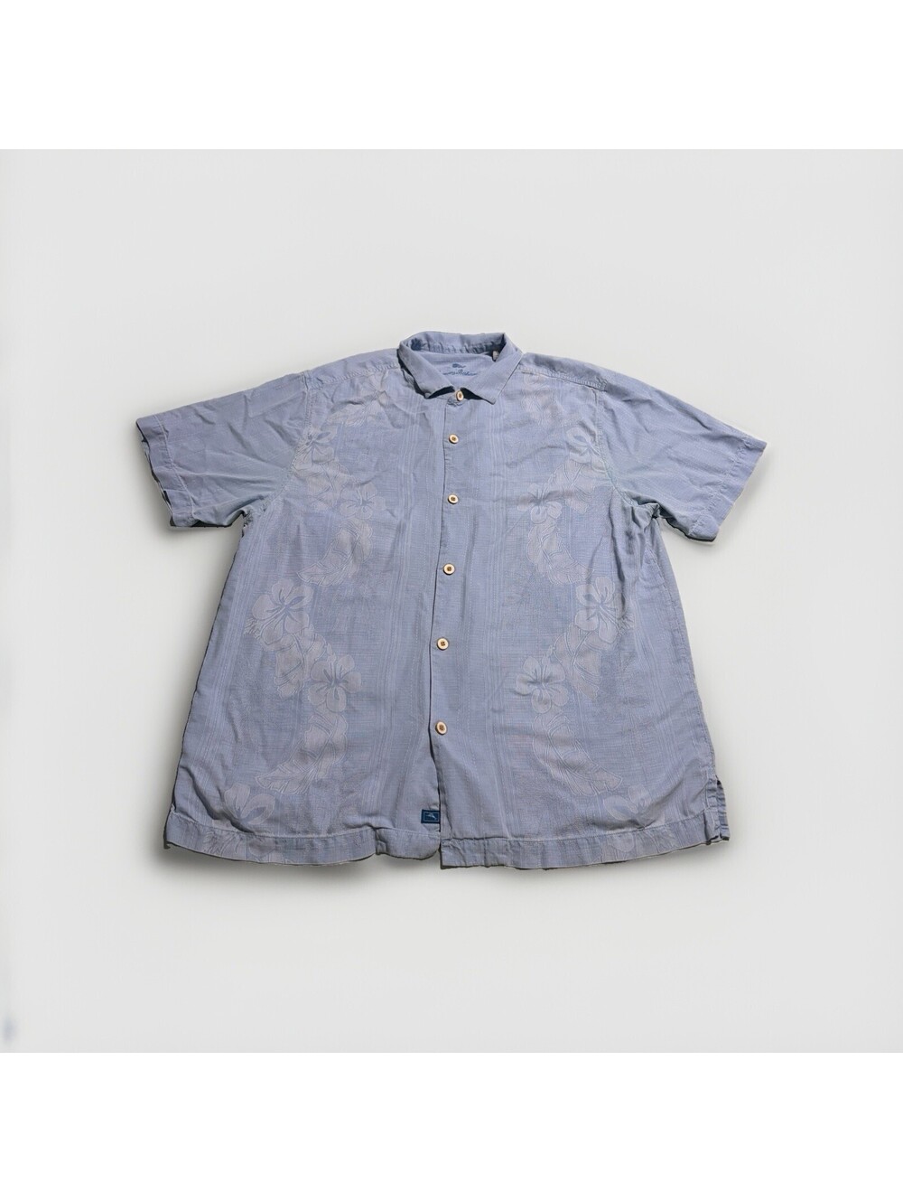 Men's Tommy Bahama 100% Silk Short Sleeve Blue Tropical Shirt-Size XL